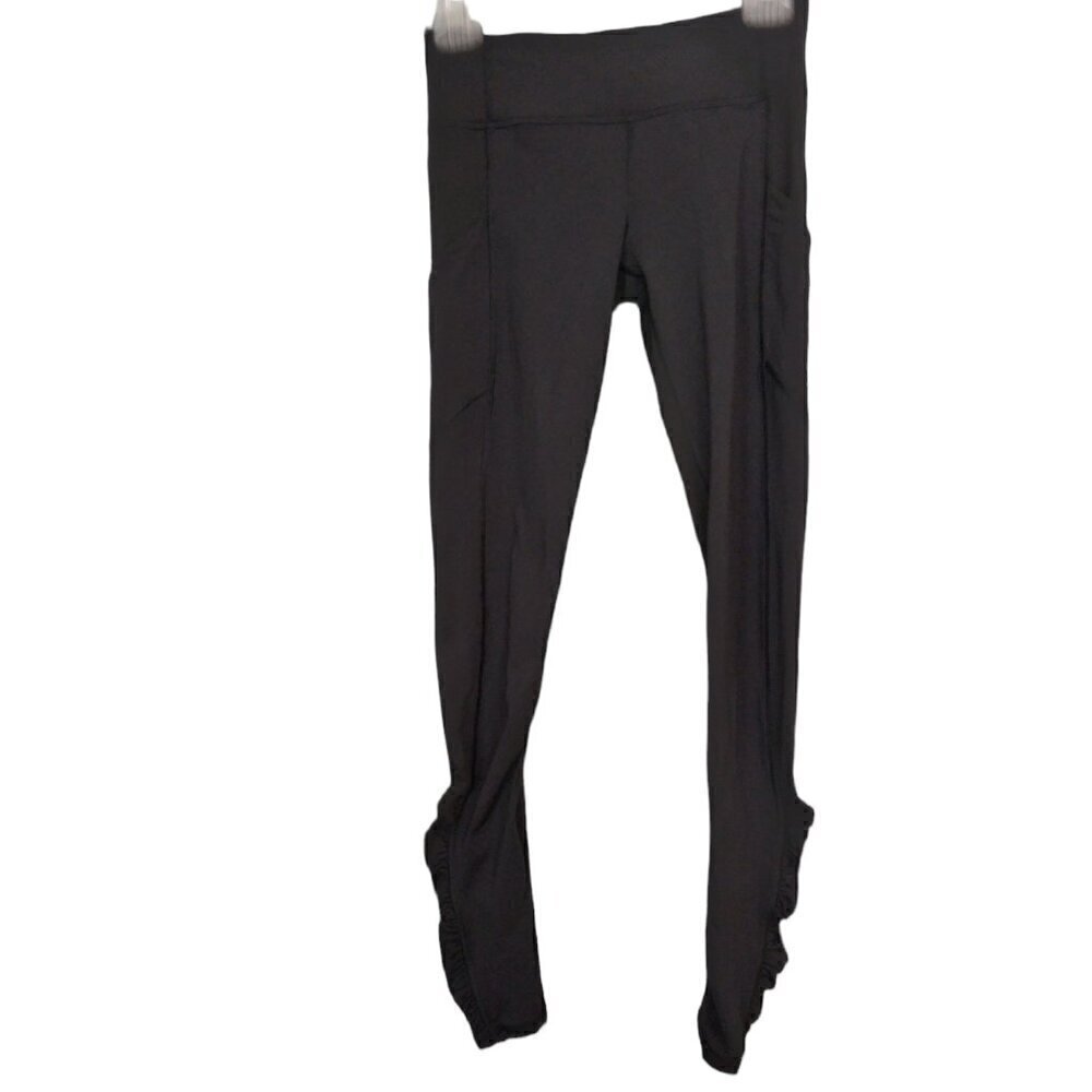 Lululemon | Ruched Calf Leggings Zippered Pocket Black | Size 4